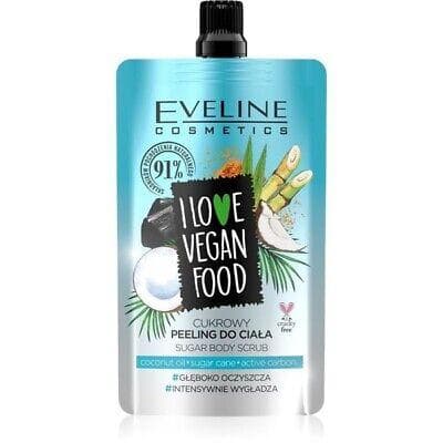 Eveline Love Vegan Food Coconut Cleaning Sugar Body Scrub Sugar Cane Carbon 75ml