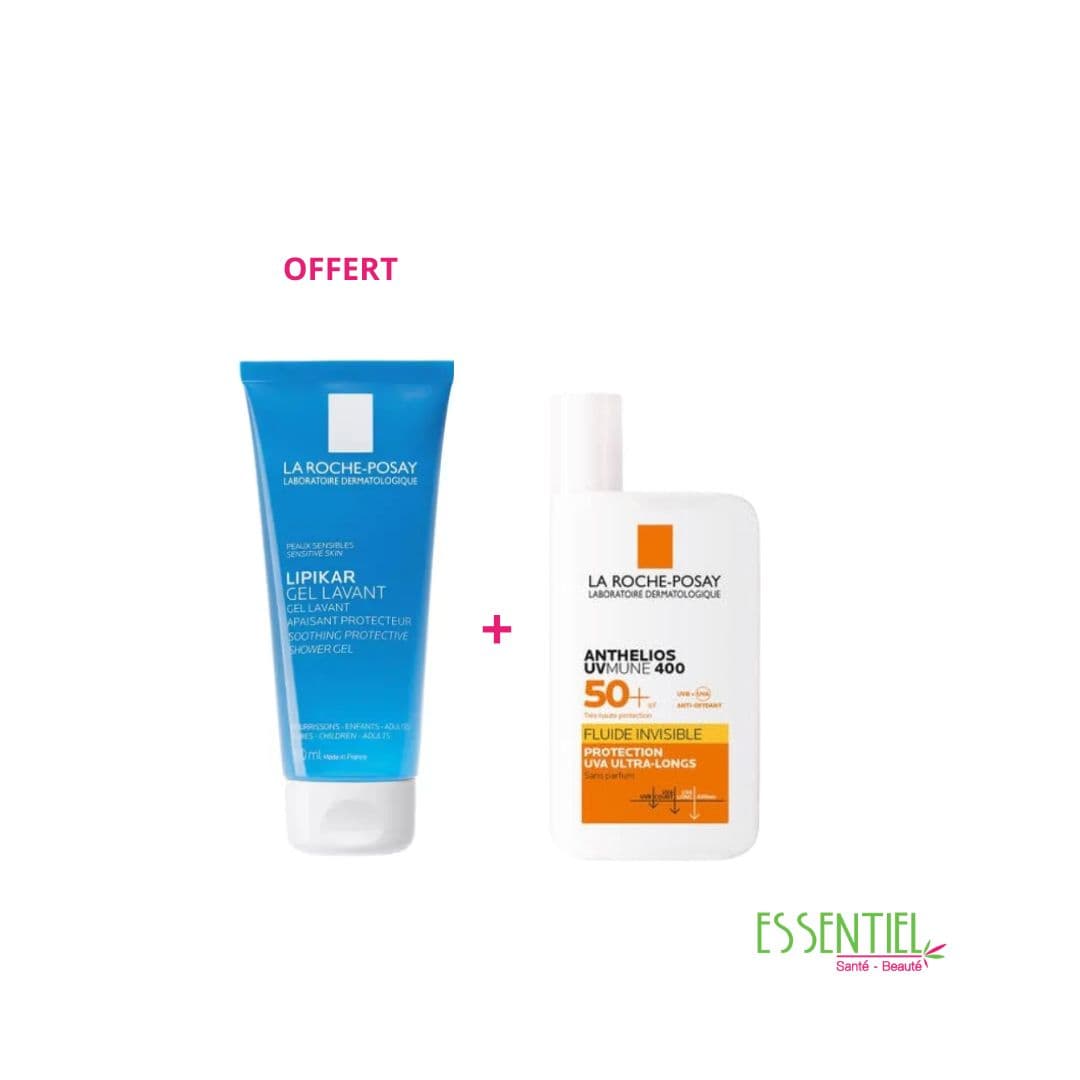 LA ROCHE POSAY pack anthelios fluide invisible +LIPIKAR gel lavant 100ml gratuit