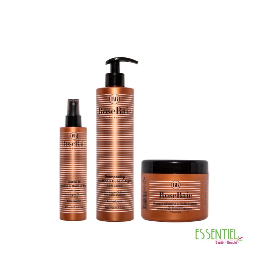 ROSEBAIE Routine Argan & Kératine – Protection des cheveux colorés et méchés, antioxydant