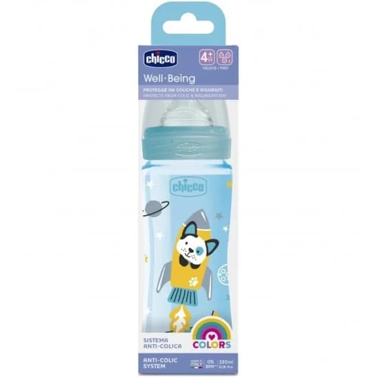 Chicco Well-Being - Biberon en Polypropylène - bleu - 330ml