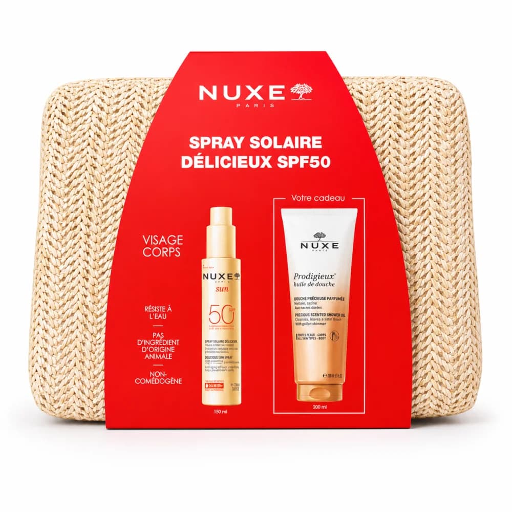 Nuxe Sun Trousse Spray Solaire Visage SPF50 150mL + Huile de Douche 200mL (Offerte)