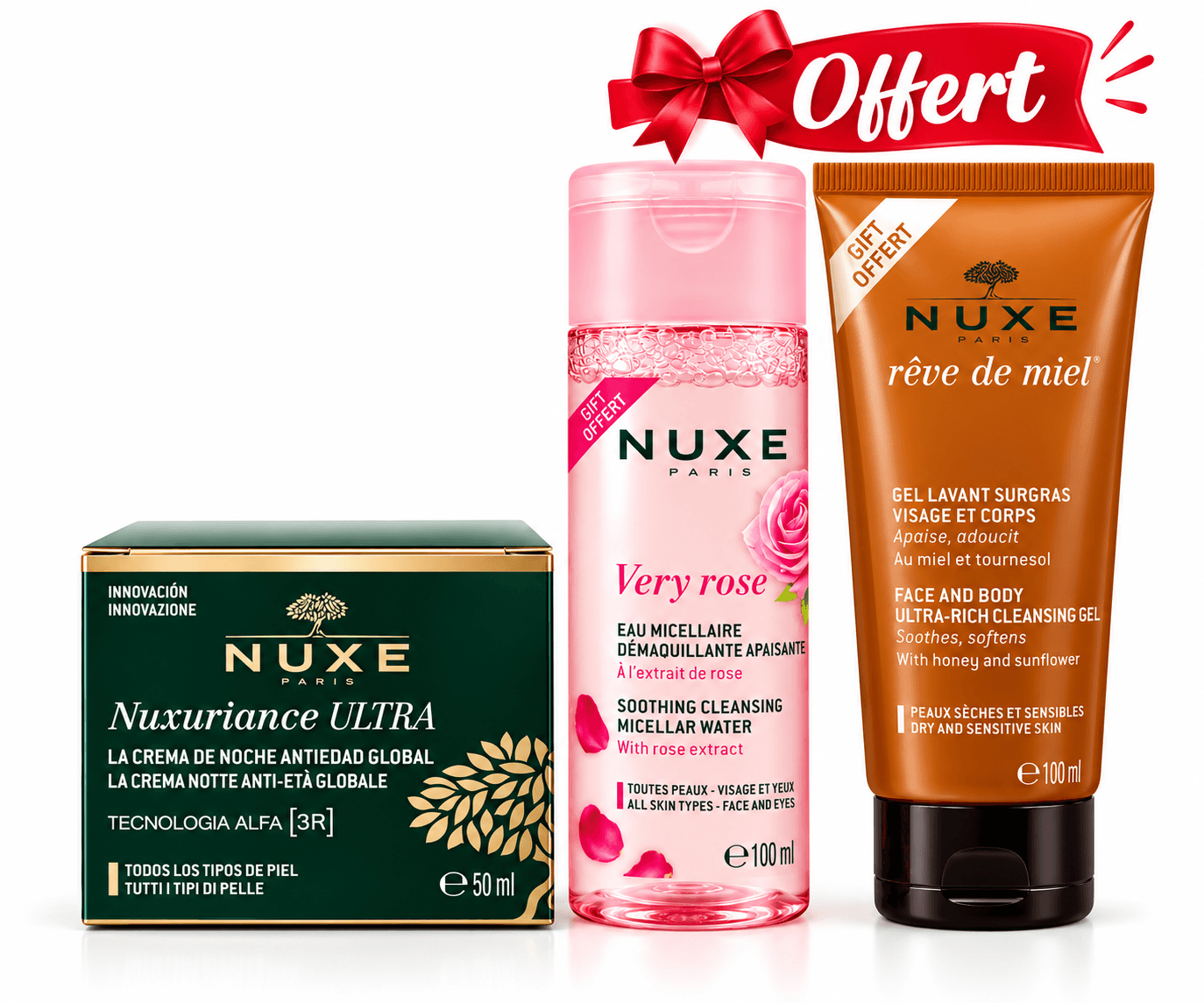 Nuxe Nuxuriance Ultra Crème De Nuit Anti-Age Global 50mL + VeryRose Eau Micellaire 100mL et Gel Surgras 100mL Offerts
