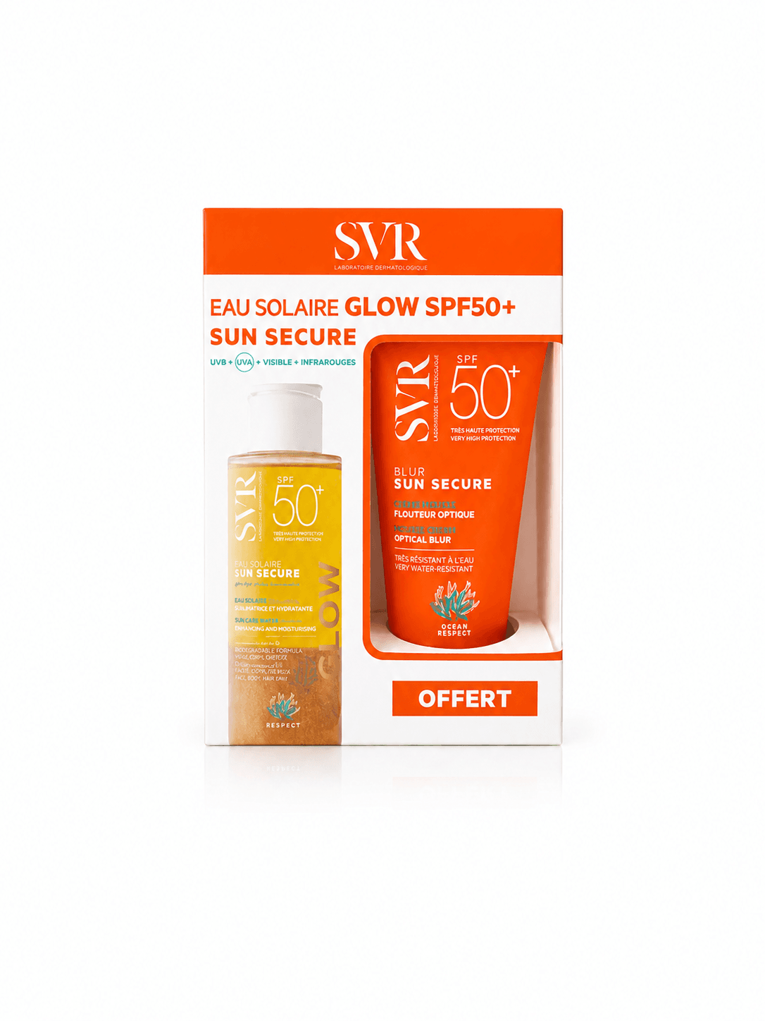 SVR SUN SECURE Eau Solaire Glow SPF50+ 100mL + Sun Secure Blur Invisible SPF50 50mL (Offert)