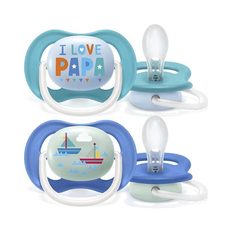 AVENT 2 Sucettes Garçon Collection Papa 6-18M SCF080/03