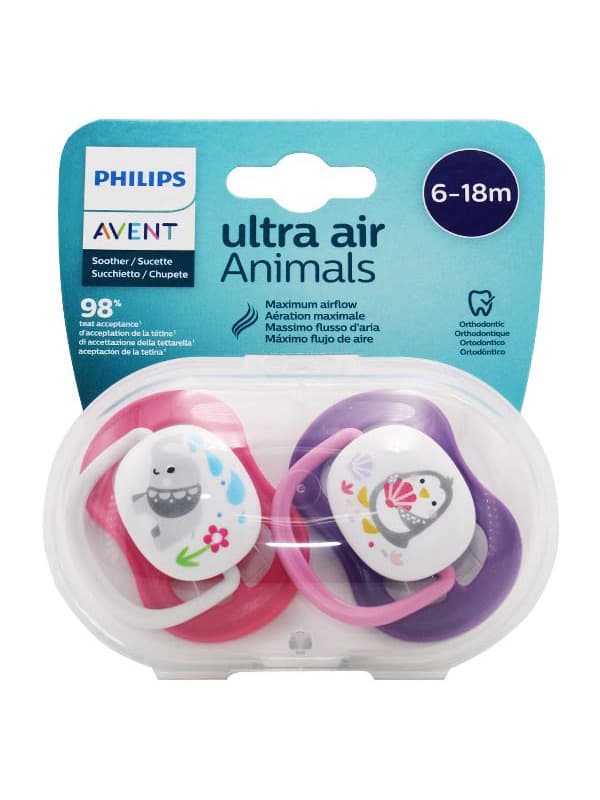 AVENT Philips Sucettes Ultra Air Animals 6-18M SCF080/08
