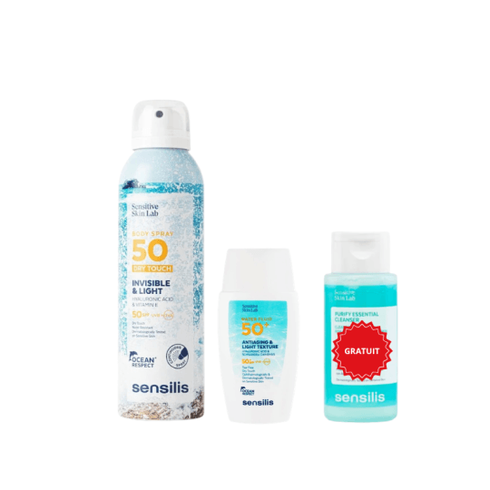Pack Sensilis Solaire Anti-Âge SPF50+ Visage & Corps + Gel Nettoyant Offert