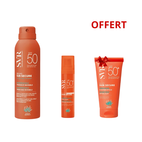 Pack SVR Sun Secure Photo-Age SPF50+ + Brume SPF50 + Sun Secure Blur SPF50+ Offert