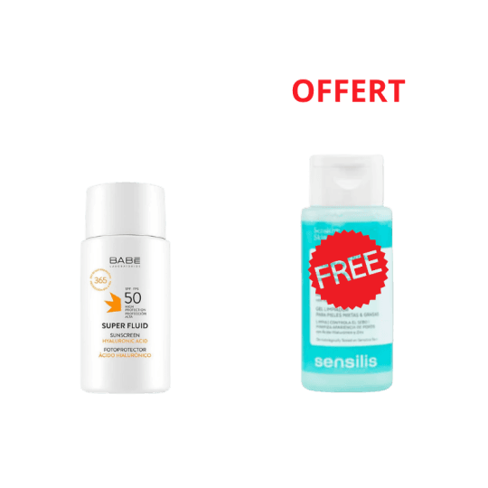 Babé Super Fluid Teinté SPF50 + Sensilis Gel Nettoyant Purifiant 100 ml Offert