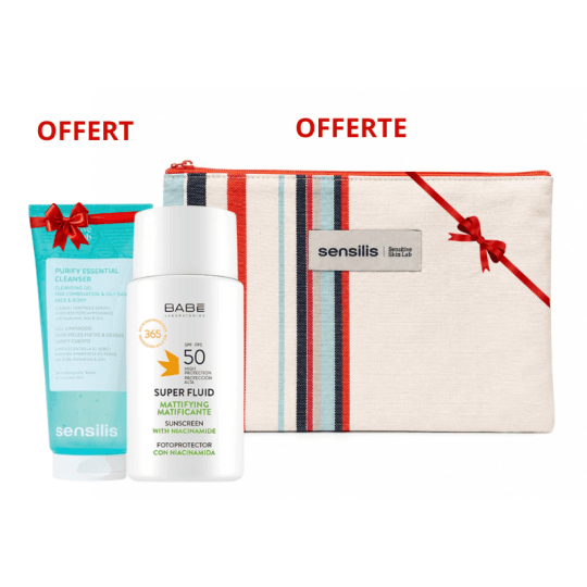 Pack BABÉ Super Fluid Matifiant SPF50+ + Sensilis Purify Essential Cleanser 55 ml Offert + Trousse Offerte