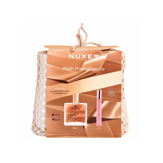 Coffret NUXE Huile Prodigieuse® Or 50 ml + Roll & Glow 8 ml + Trousse Offerte