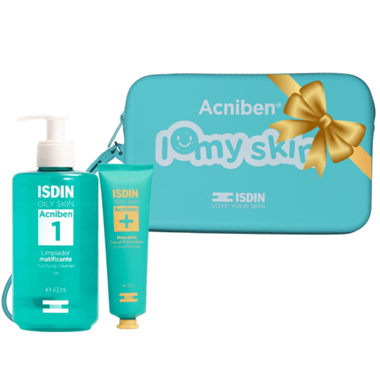 ISDIN ACNIBEN Gel Nettoyant Matifiant 400ml + Masque Visage Purifiant + Trousse offerte