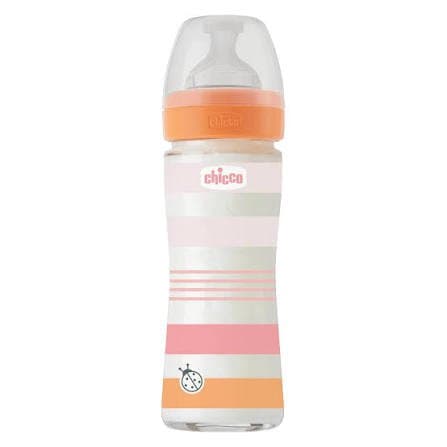 CHICCO Well Being Baby Bottle Anti-colic System Glass 0m+ 240ML