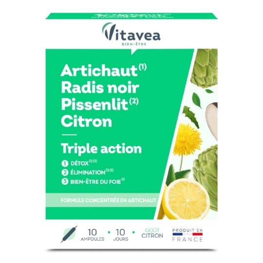 VITAVEA Artichaut Radis noir Pissenlits Citron 10 ampoules