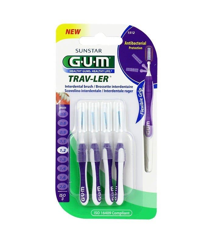 GUM Brossettes Traveler Extrafine Cylindrique Bte de 4