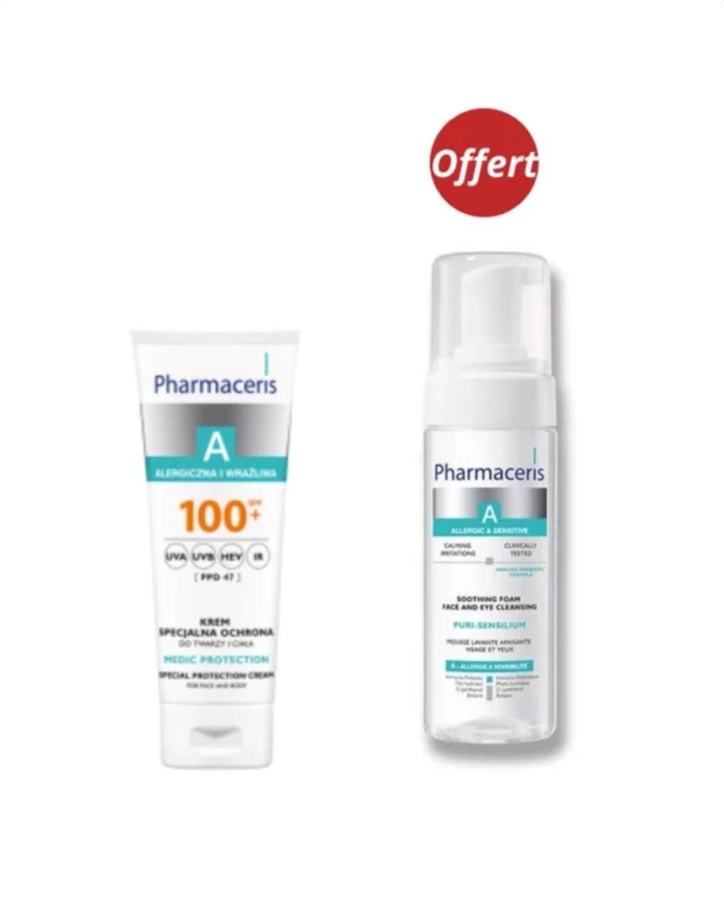PHARMACERIS A SPF 100+ MEDIC PROTECTION 75ML + MOUSSE NETTOYANT 150ML GRATUIIT