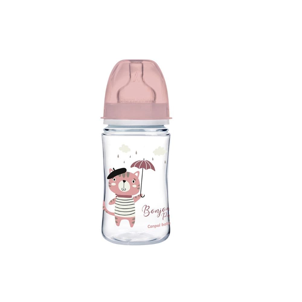 CANPOL BABIES Biberon Anti Colique Col Large 240ML – Rose – 35/232