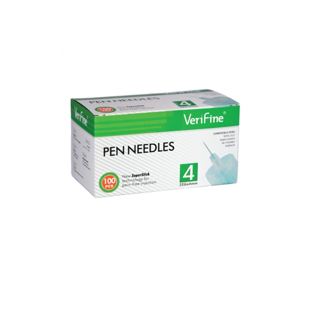 VERIFINE Aiguilles stylos insuline 32G*4MM BT/100