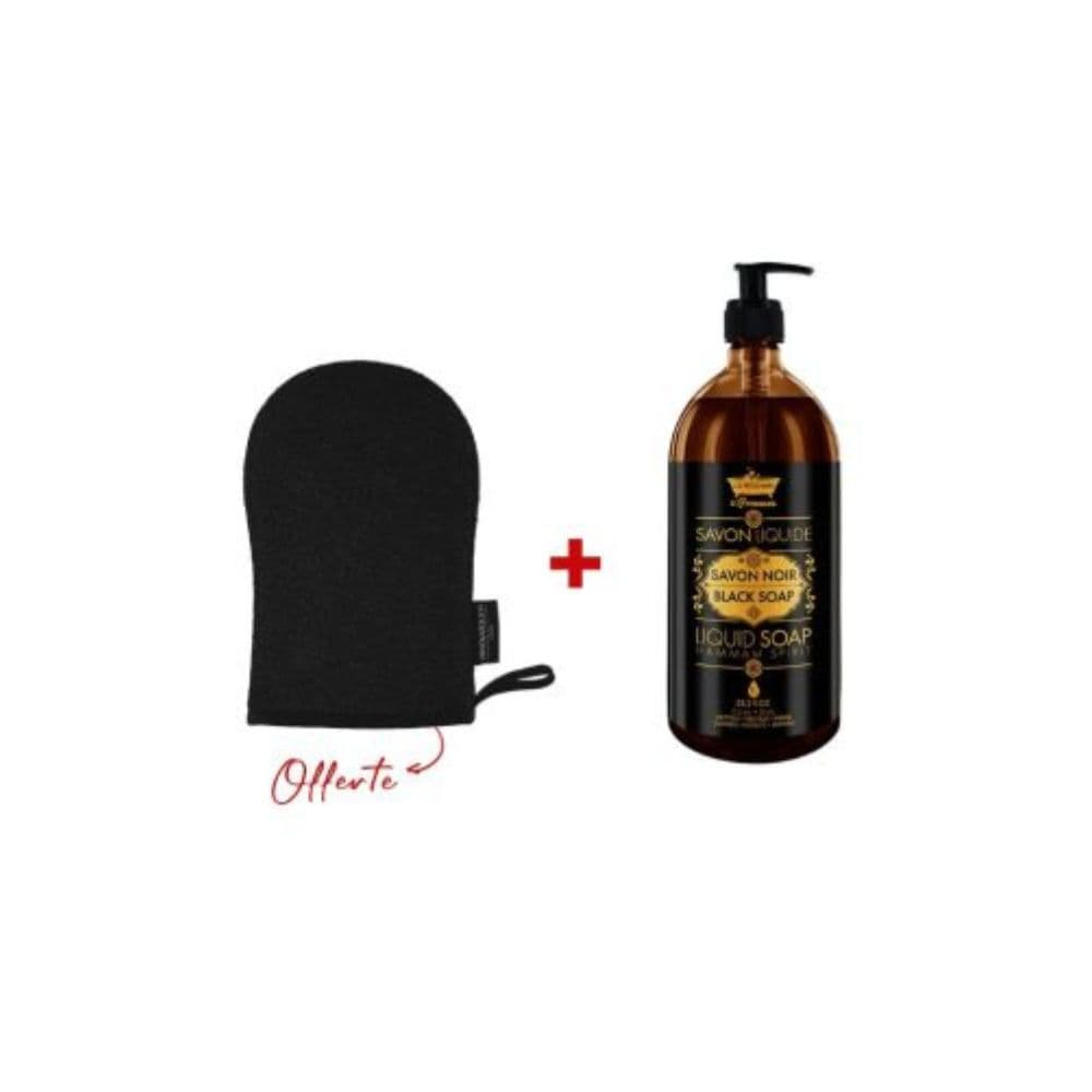 LES PETITS BAINS DE PROVENCE SAVON NOIR LIQUIDE 1L +GANT EXFOLIANT