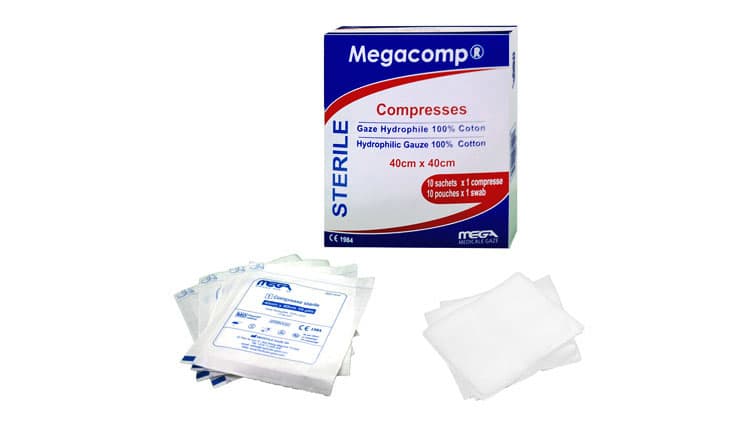 MEGACOMP COMPRESSES GAZE HYDROPHILE 40cm*40cm