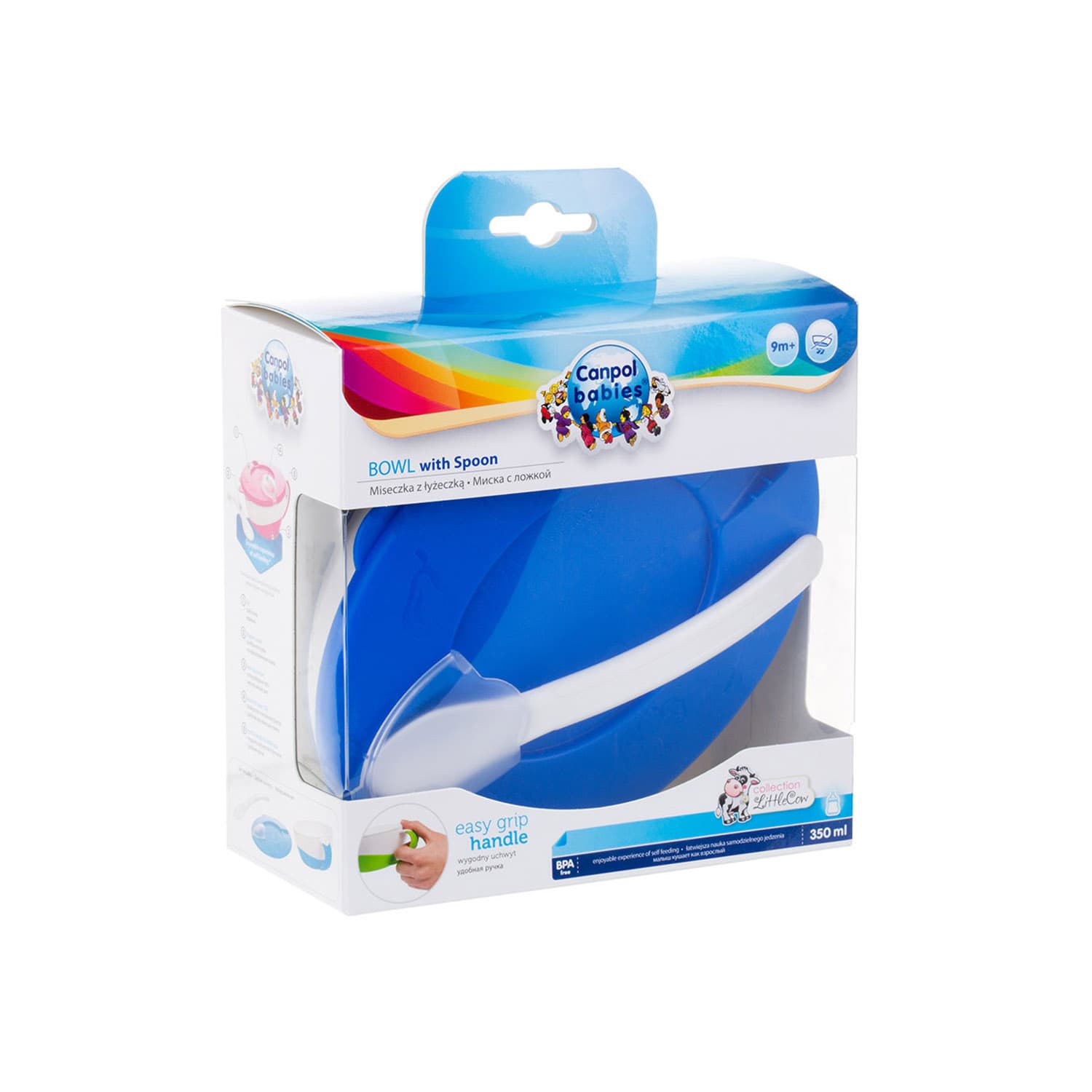 CANPOL BABIES BOL AVEC COUVCLE ET CUILLIER AVEC COUVERCLE BLEU