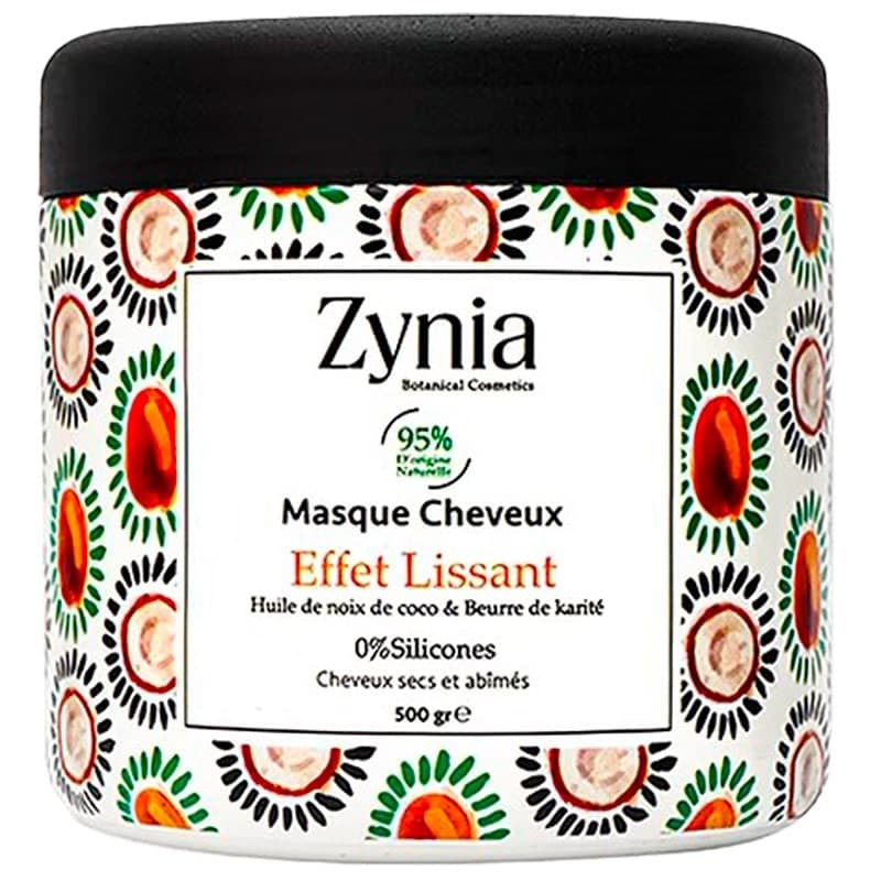 ZYNIA MASQUE CHEVEUX EFFET LISSANT HUILE DE NOIX DE COCO & BEURRE DE KARITE CHEVEUX SECS ET ABIMES 500GR