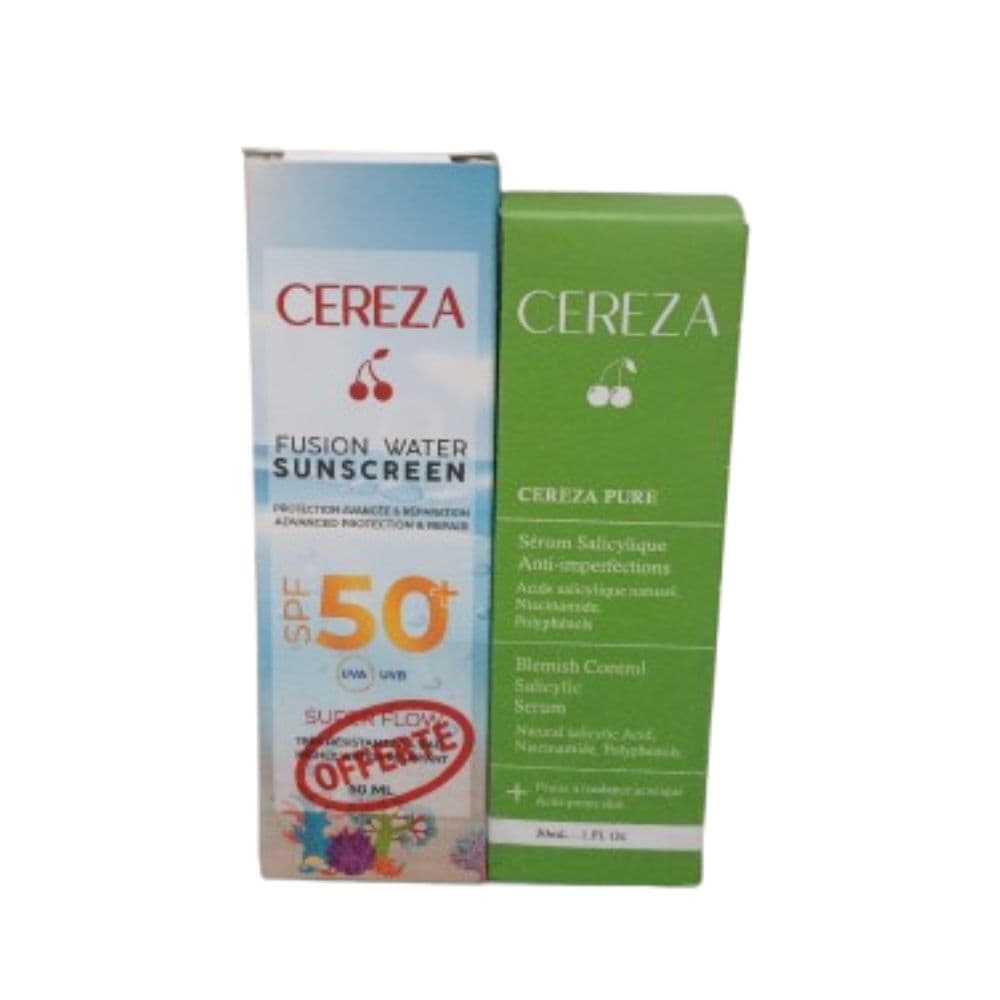 CEREZA PACK SERUM SALICYLIQUE ANTI-IMPERFECTIONS 30ML+ SUNSCREEN FUSION WATER SPF50+ 50ML OFFERTE