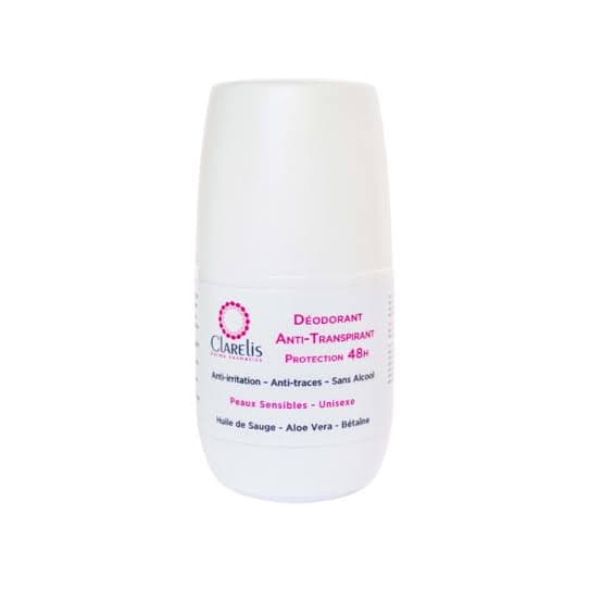 CLARELIS ROLL-ON DEODORANT ANTI-TRANSPIRANT PEAUX SENSIBLES UNISEXE 50ML