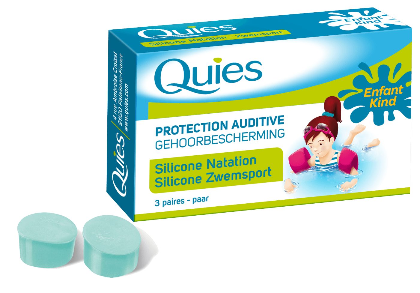 BOULE QUIES SILICONE NATATION ENFANT BOITE DE6