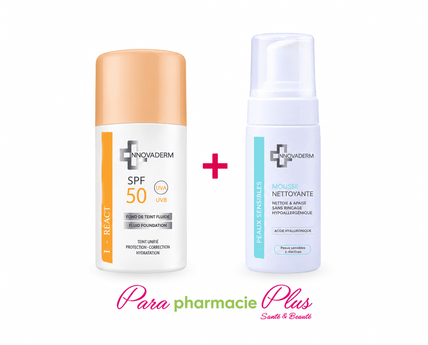 INNOVADERM FOND TEINTE 30ML 50SPF + MOUSSE NETTOYANTE 150ML OFFERTE TEINTE 01