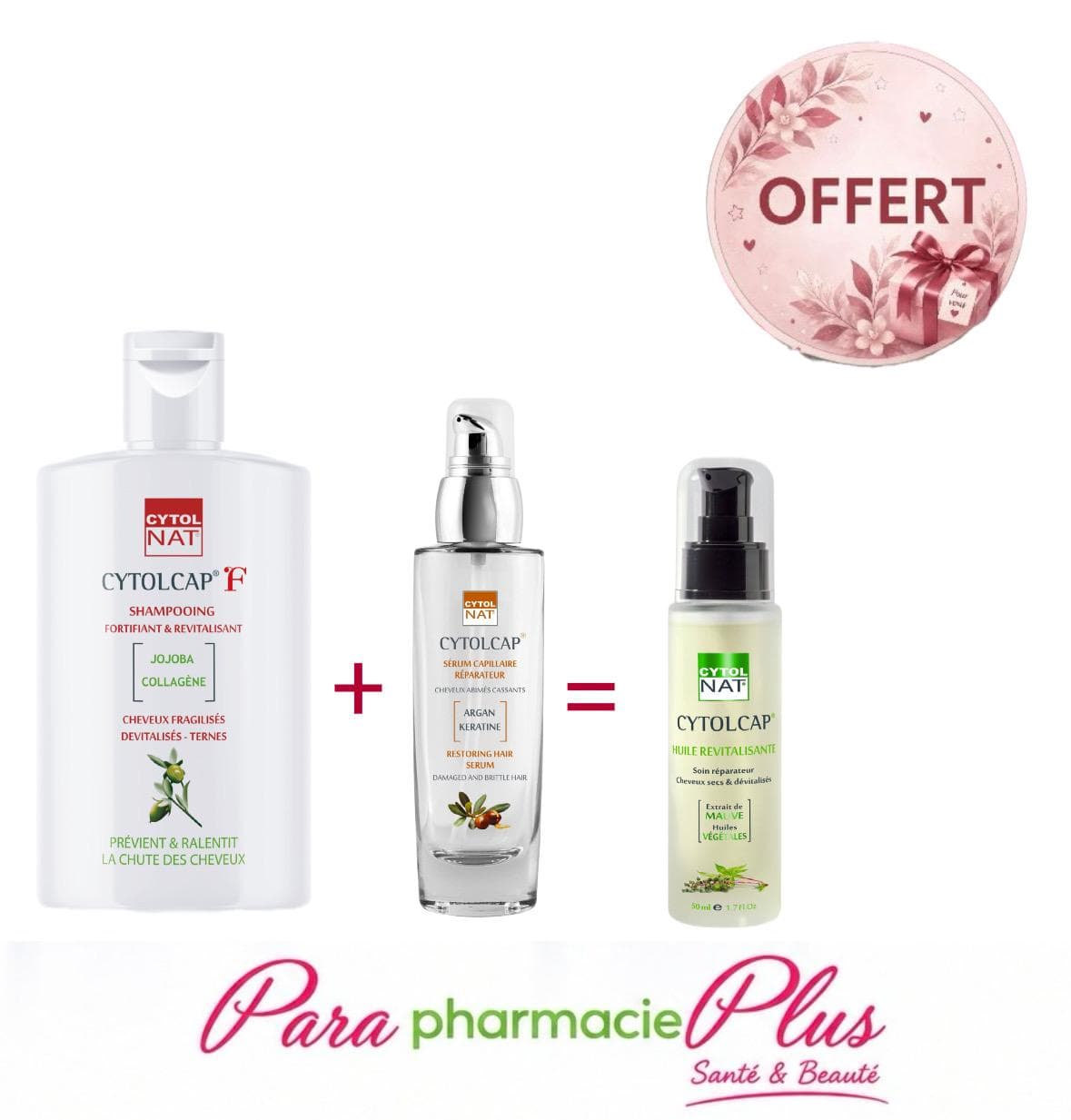 CYTOLNAT CYTOLCAP F SHAMPOING 200 ML + CYTOLNAT CYTOLCAP SERUM 50 ML +CYTOLCAP HUILE 50MLOFFERTE