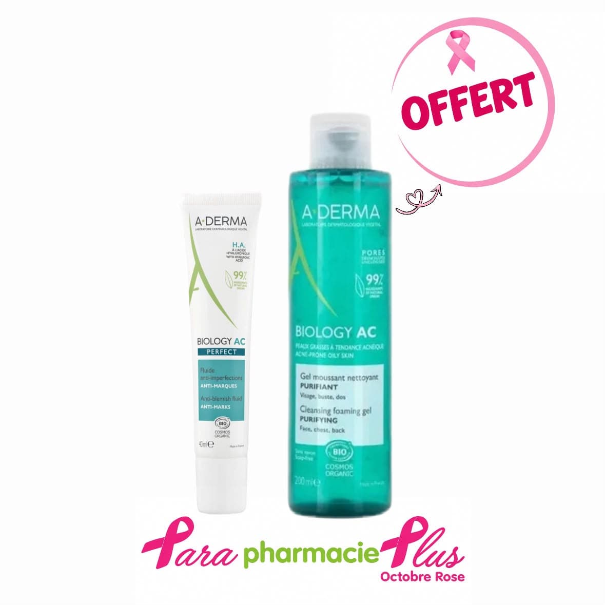 A-DERMA BIOLOGY AC PERFECT FLUIDE ANTI IMPERFECTIONS 40ML+ BIOLOGY AC GEL 200ML OFFERT
