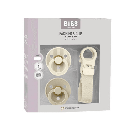 BIBS COLOUR TAILLE 1 – COFFRET DE 2 TÉTINES IVOIRE AVEC ATTACHE-TÉTINE