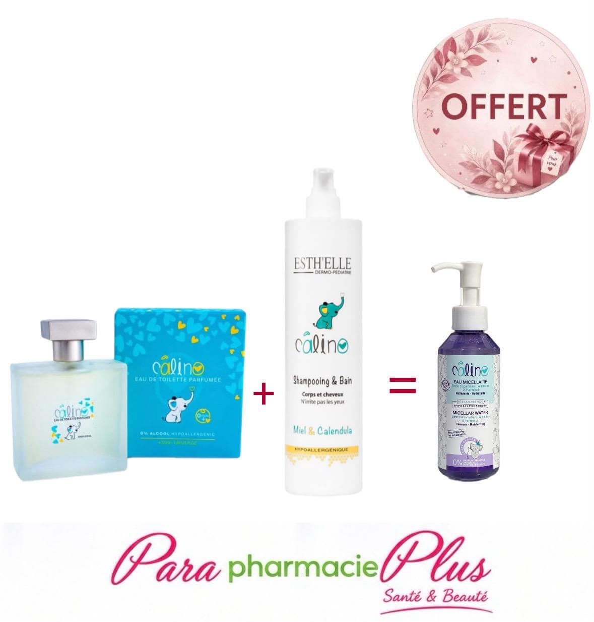 COFFRET CALINO; PARFUM 50ML + SHAMPOING 500ML + EAU MICELLAIRE 150ML OFFERTE