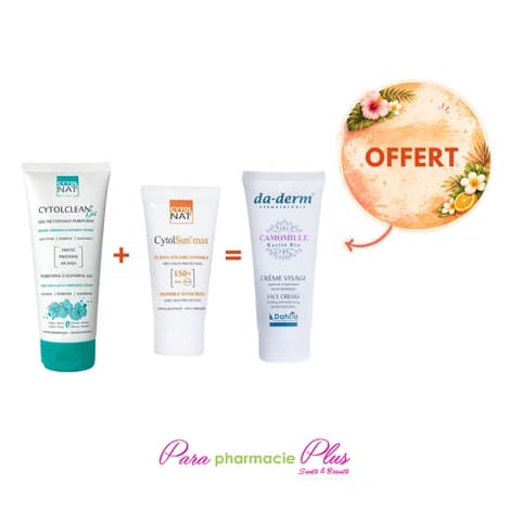 CYTOLNAT PACK ECRAN INVISIBLE 50ML+CYTOLCLEAN GEL NETTOYANT 175ML +DA DERM VISAGE 100ML OFFERTE