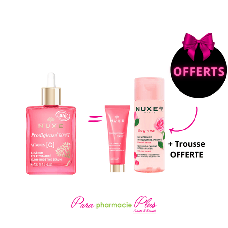 COFFRET NUXE SERUM BOOST VITAMIN C 30ML+PRODIGIEUSE BOOST + EAU MICELLAIRE +TROUSSE OFFERTES