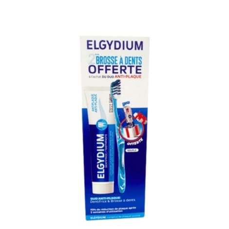 ELGYDIUM ANTI-PLAQUE 75ml + 2 BROUSSES à DENTS OFFERTS