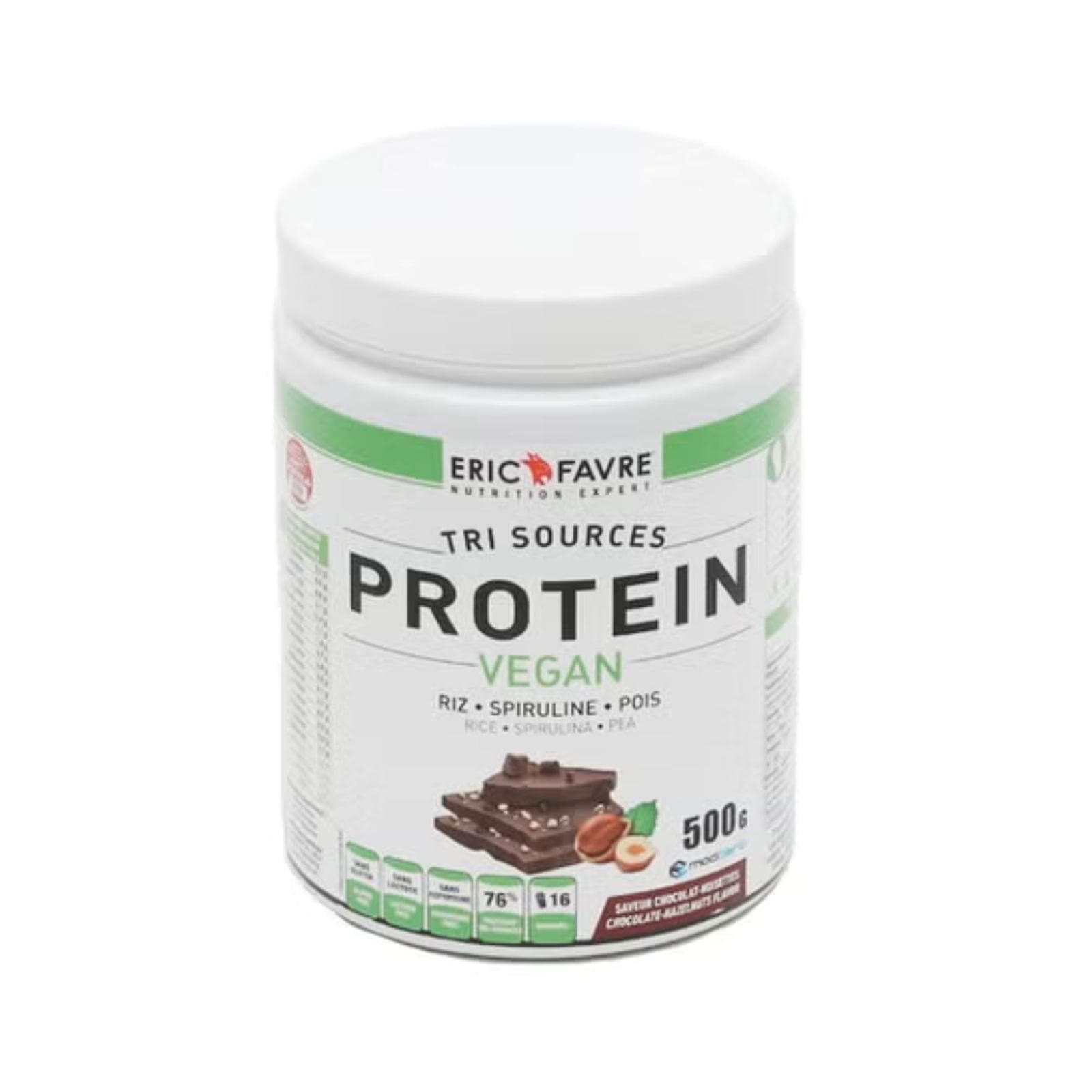ERIC FAVRE Protéine Tri Sources Vegan Chocolat Noisettes 500 G