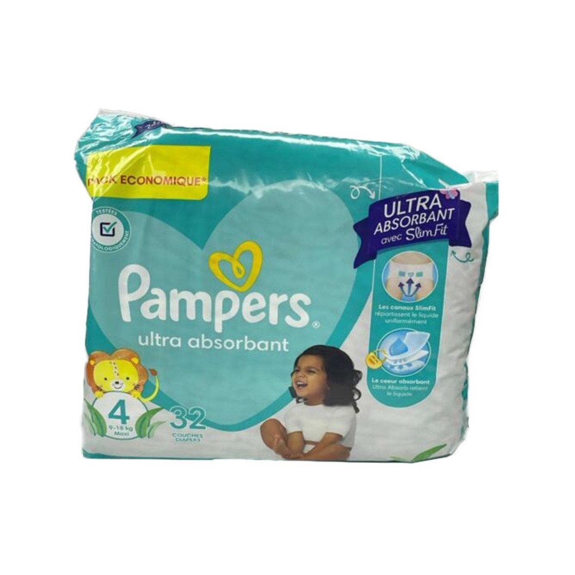 PAMPERS Ultra Absorbant Maxi 32 Couches T4 (9-18 kg)