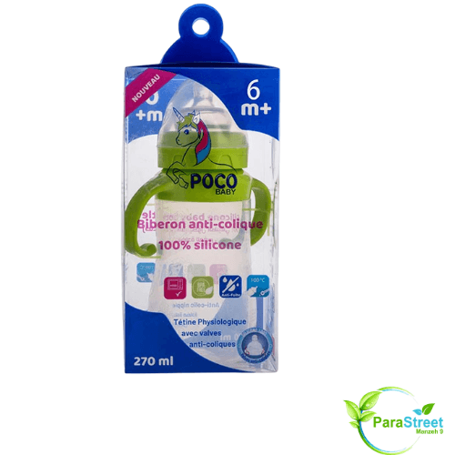 POCO BABY BIBERON SILICONE ANTI-COLIQUE VERT 270ML