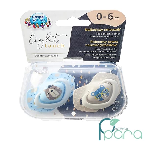CANPOL 2Sucettes Universelle 0-6M Bonjour Paris Bleu