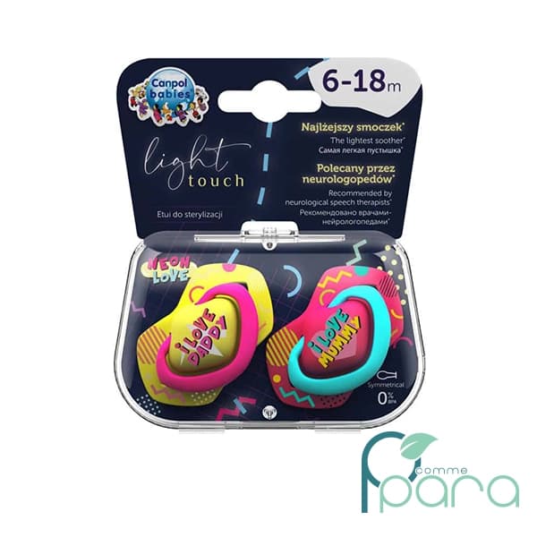 CANPOL 2 Sucettes Universelle 6-18M Néon