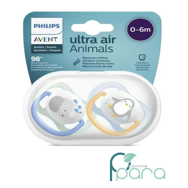AVENT 2 Sucettes Animals Ultra Air 0-6M SCF080/05