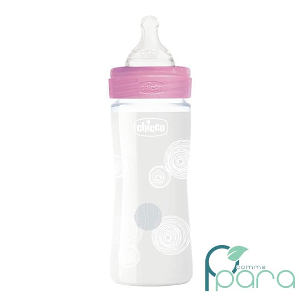 CHICCO Biberon En Verre OM+ Rose ,240ml