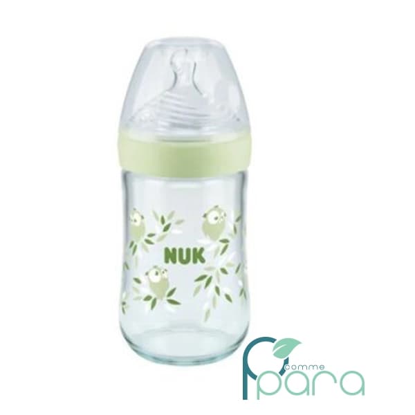 NUK Biberon Nature Sens en Verre Vert,240ml