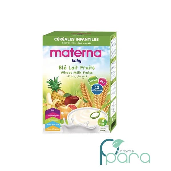 MATERNA Baby Céréales Blé Lait 5 Fruits ,200Gr