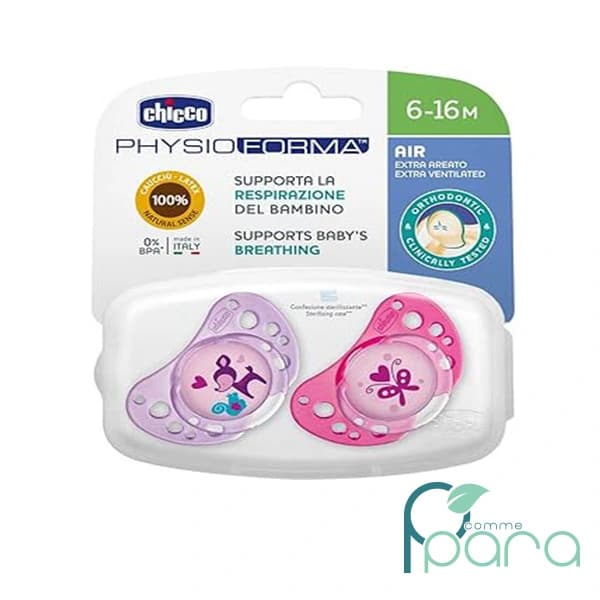 CHICCO 2 Sucettes Rose Physioforma 6-16 Mois