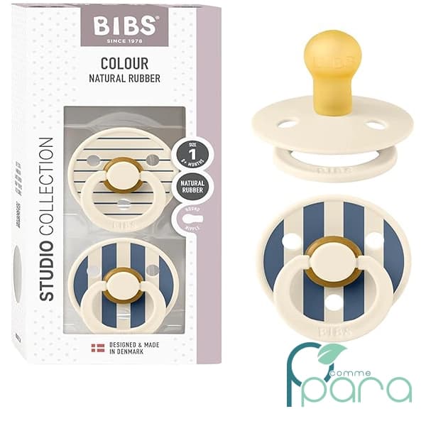 BIBS 2 Sucettes Taille1 Couleur Ivory Steel/Blue