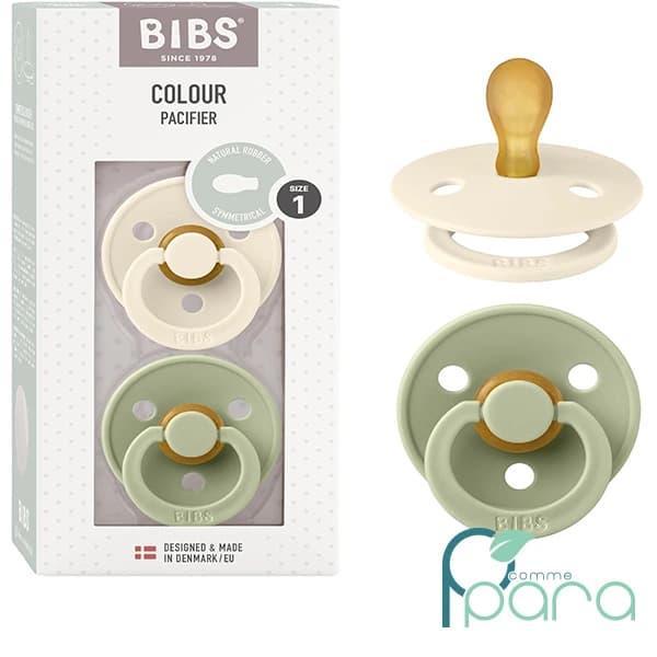 BIBS 2 Sucettes Taille3 Couleur Ivory/Sage