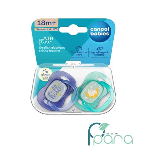CANPOL 2 Sucettes Symétrique NightGlow 6-18m Blue