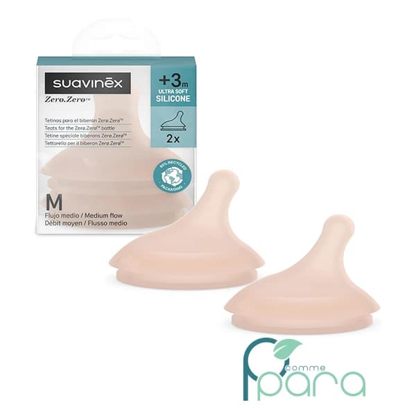 SUAVINEX 2 Tétines Biberon ZERO Anti Colique M